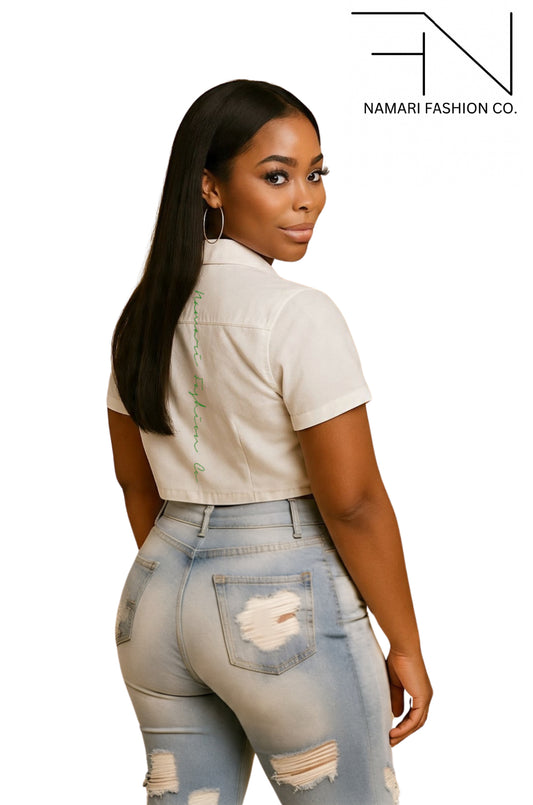Bella cropped button up